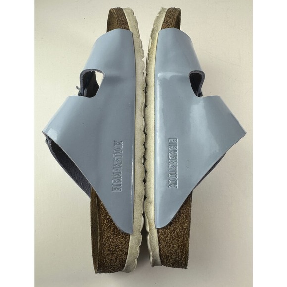 Birkenstock Arizona Big Buckle Birko-Flor Patent Dove Blue Size 37 US Women's 6 - Picture 7 of 11